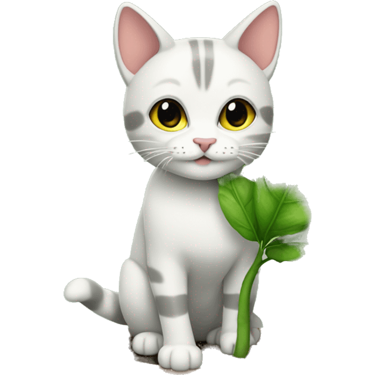 gato con planta en la caveza  emoji