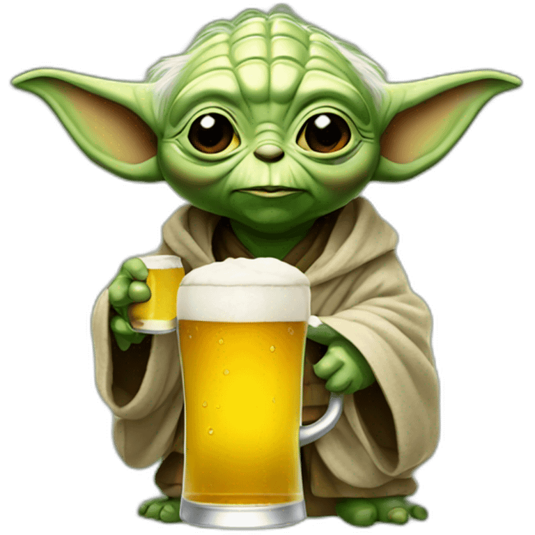 Yoda with a beer emoji