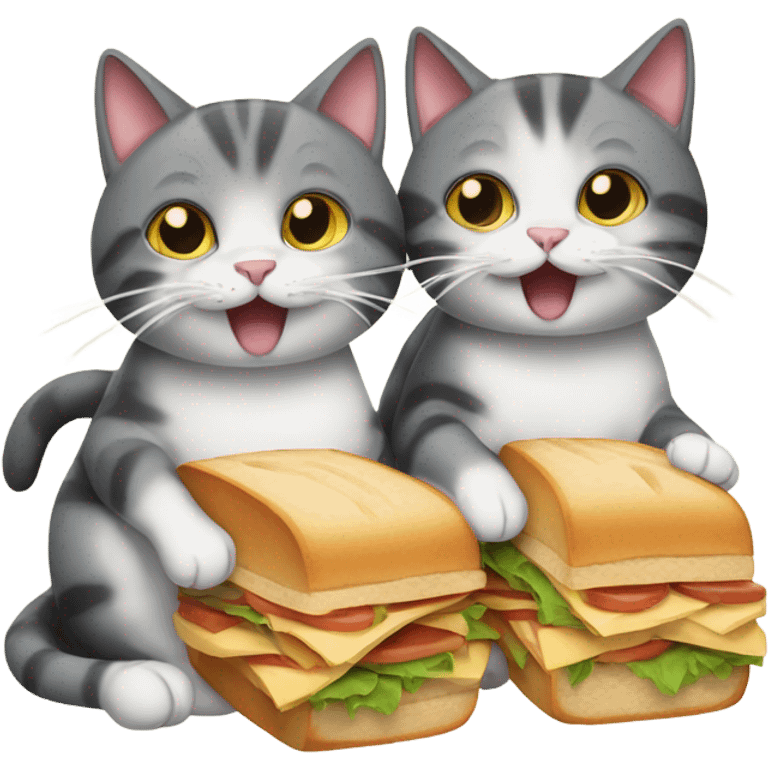 2 cats eating sandwhiches emoji