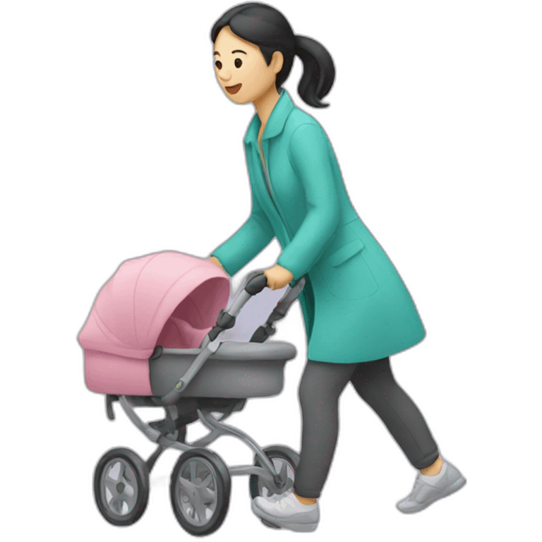 asian woman pushing a stroller emoji