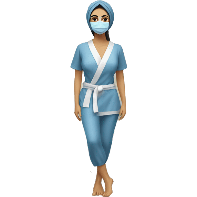 Beautiful Armenian girl with face mask spa beauty full body relaxing emoji