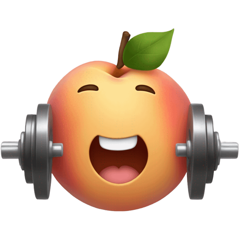 Peach lifting weights blushing and winking  emoji