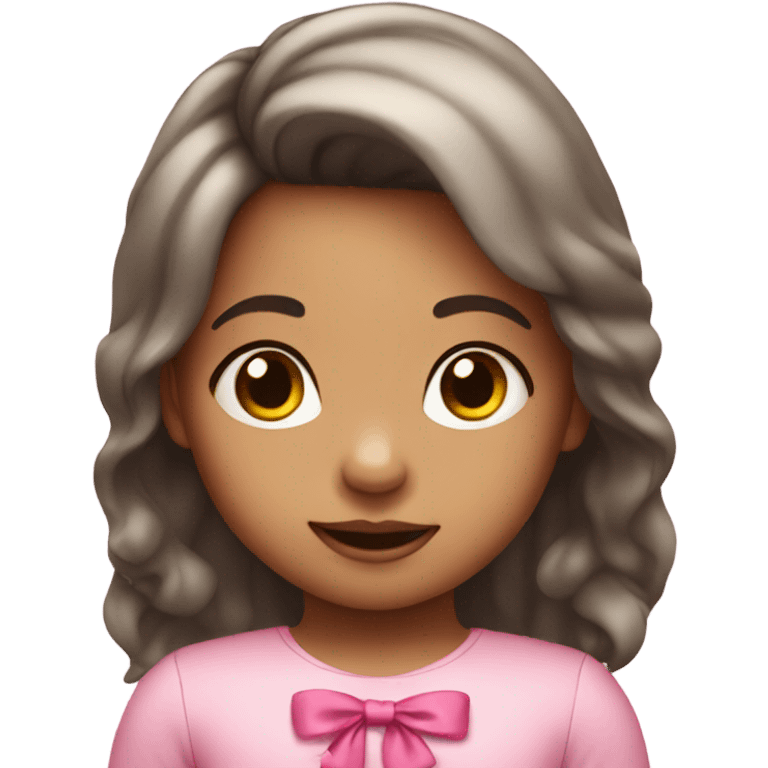 toddler girl with pink bow long hair emoji