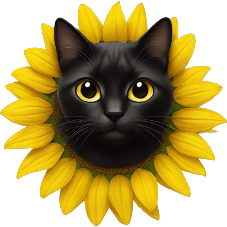 sunflower with black cat in the centre emoji