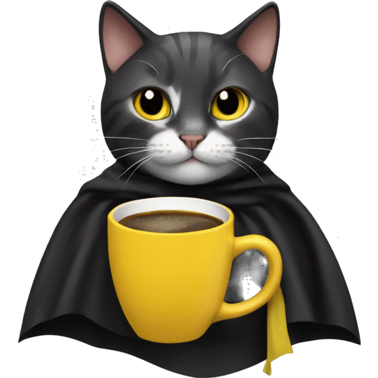 Cat drink to  coffee,  black and yellow cape emoji