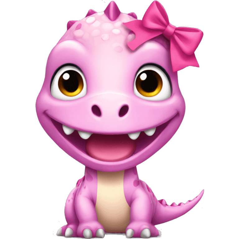 A girly Dinosaur with pink bow emoji