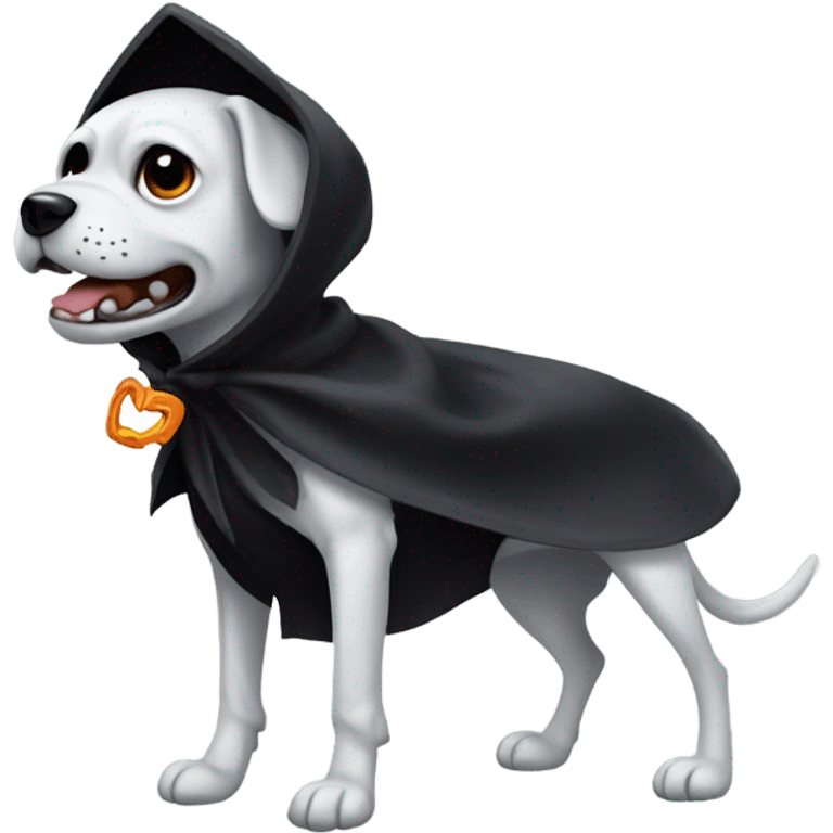 Dog wear horror emoji