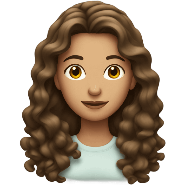 Brunette woman with wavy hair and tanned  emoji