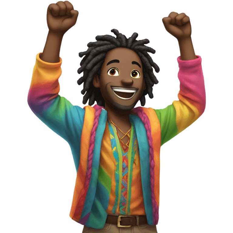 Black man with dreadlocks celebrating  emoji