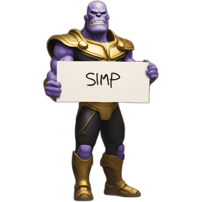 Thanos holding a sign that says simp emoji