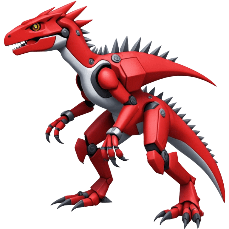 Spiky Cool Edgy Futuristic Red Digimon-Fakemon-Guilmon-Velociraptor-Mecha full body emoji