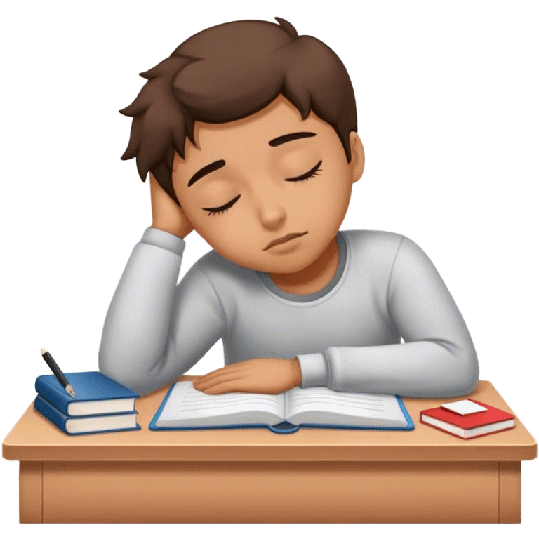 A student sleeping on the desk feeling sleepy emoji