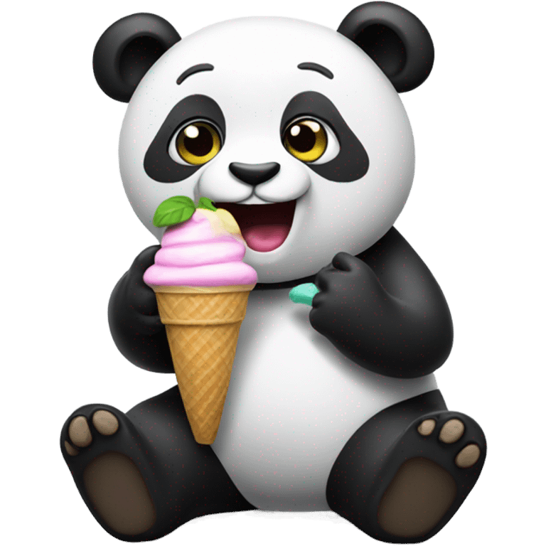 Panda eating ice cream emoji