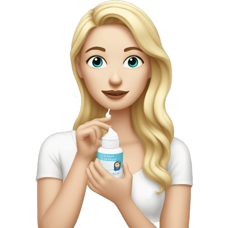 white girl applying cream on face emoji