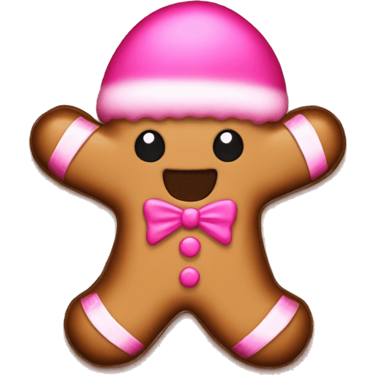 a gingerbread man with pink decoration  emoji