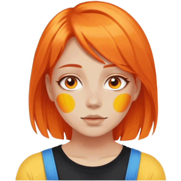 A girl ave Orange hair and pansexuel emoji