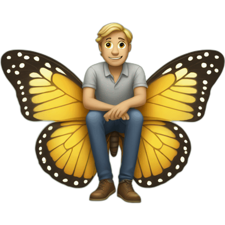 man sitting on a butterfly emoji