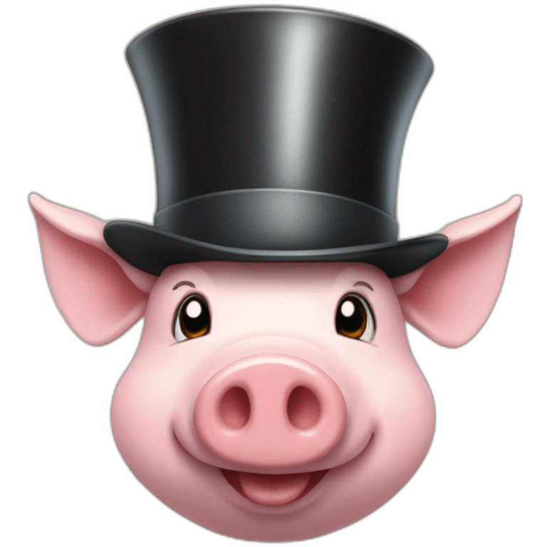 Smiling pig with a top hat emoji