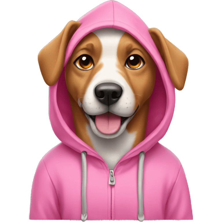 Dog wearing a pink hoodie emoji