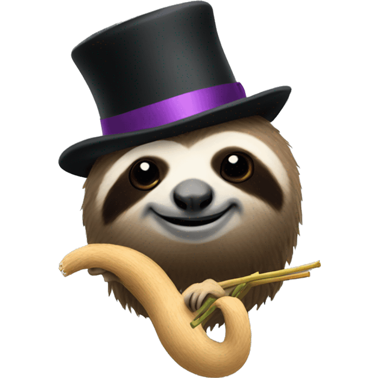 sloth with top hat eating spegeti emoji