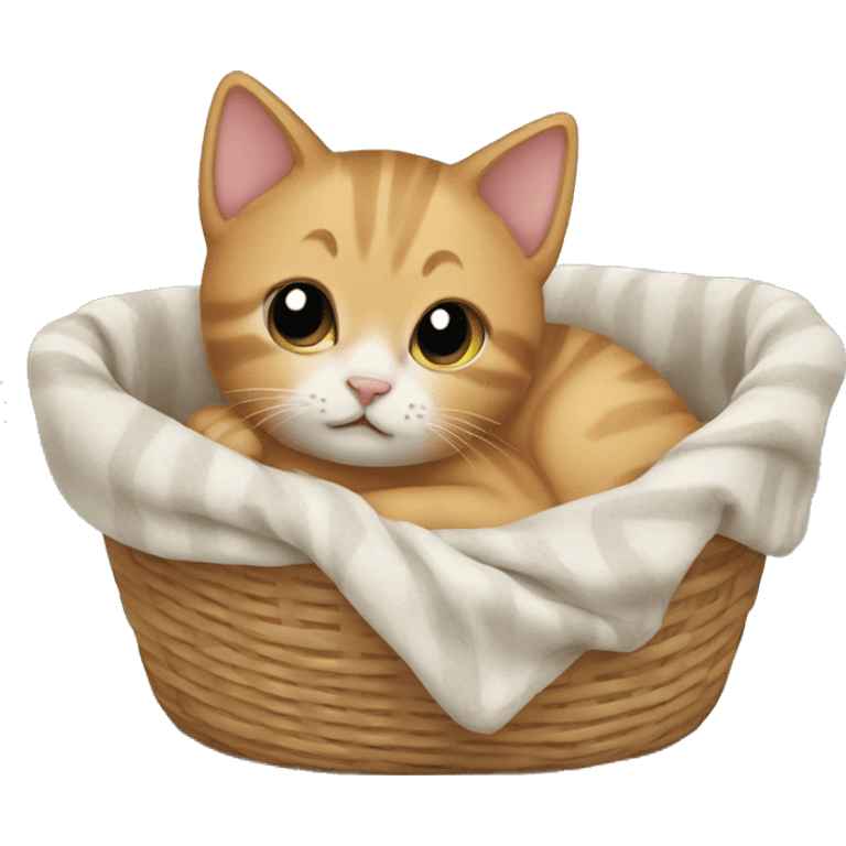 Kitten curled up in a basket emoji