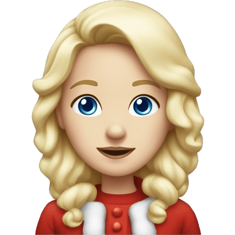 Girl dressed as Santa Claus, blue eyes, blond hair emoji