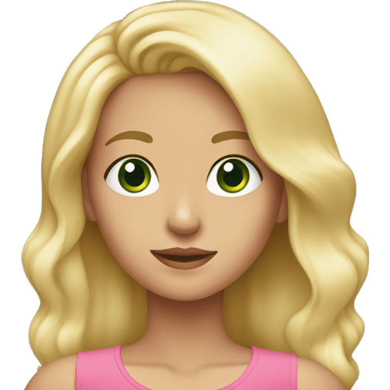 blonde girl with green eyes pink top  emoji