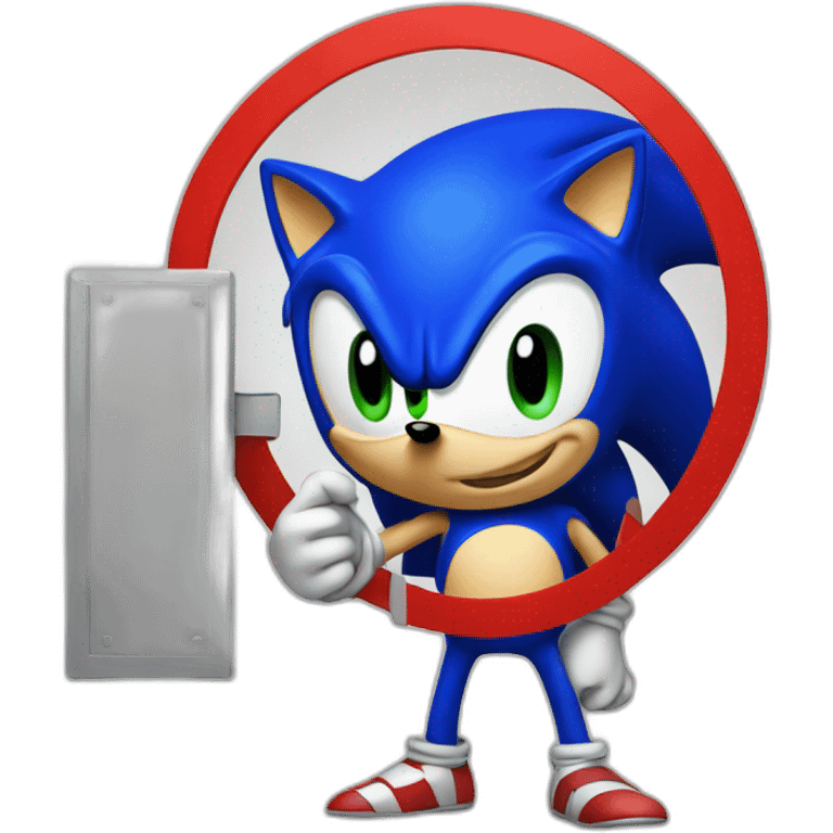 sonic holding stop signboard emoji