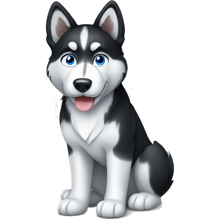 Sitting Black and white husky with blue eyes  emoji