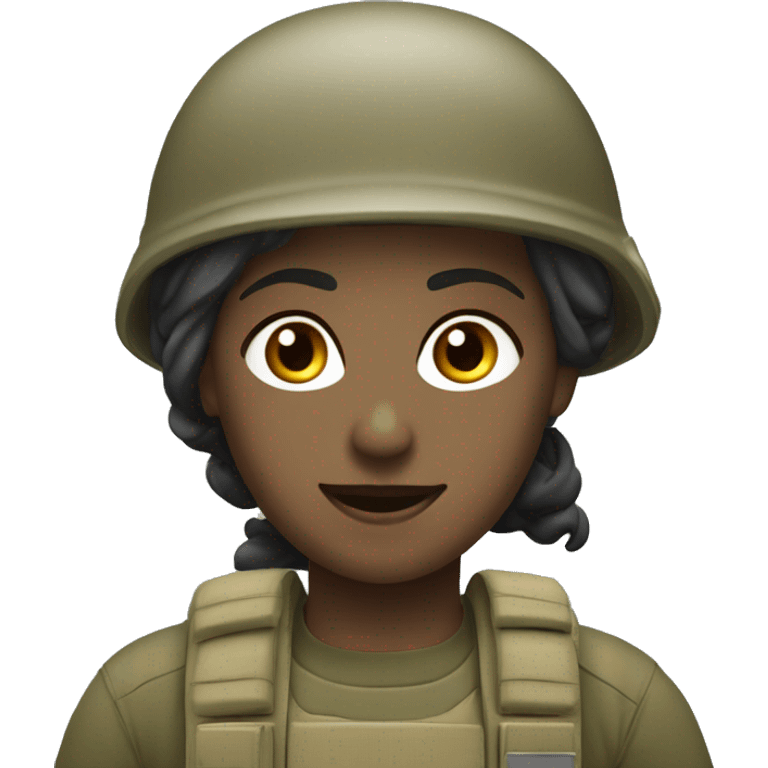 operator dressed in khaki color with a milatary helmet, without glasses, without headset, preferably female emoji