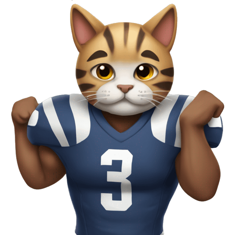 Muscular football player  a cat emoji