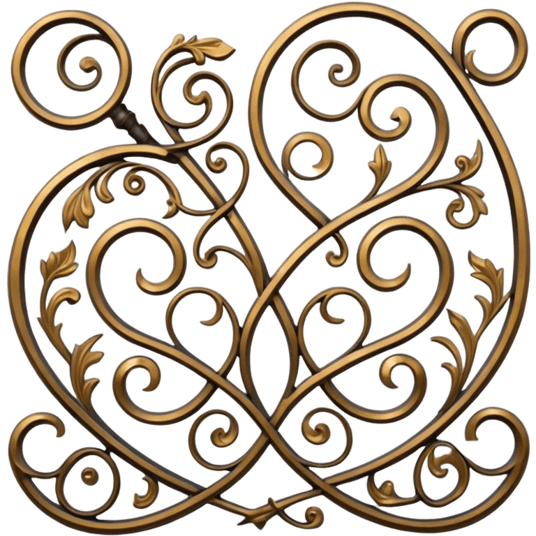 Forged metal icon, intricate wrought iron bas-relief with delicate patterns, swirling shapes, textured metal surface, blacksmithing tools nearby, minimalistic style, clean lines, transparent background. emoji