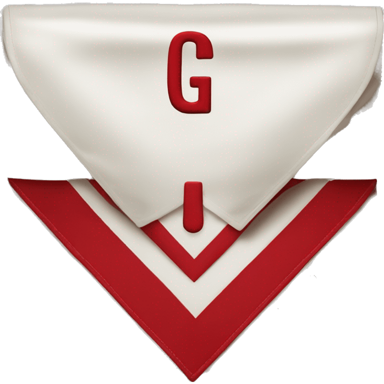 square red and white freemason apron with the letter g emoji