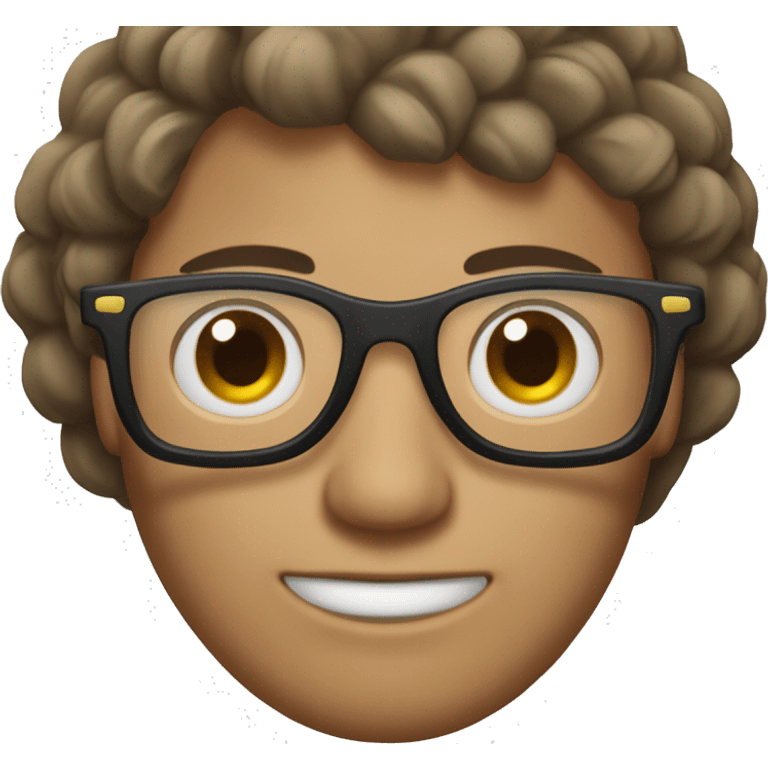 Homme avec des lunettes, peau très blanche, imberbe et les cheveux brun emoji