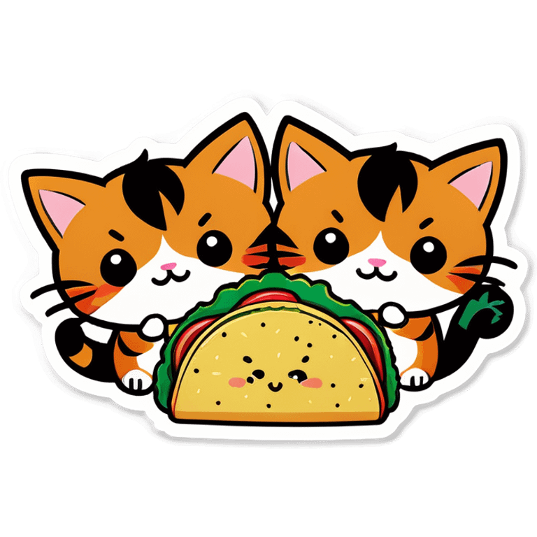 Kawaii Marijuana leaf and kittens eating tacos kawaii style  emoji