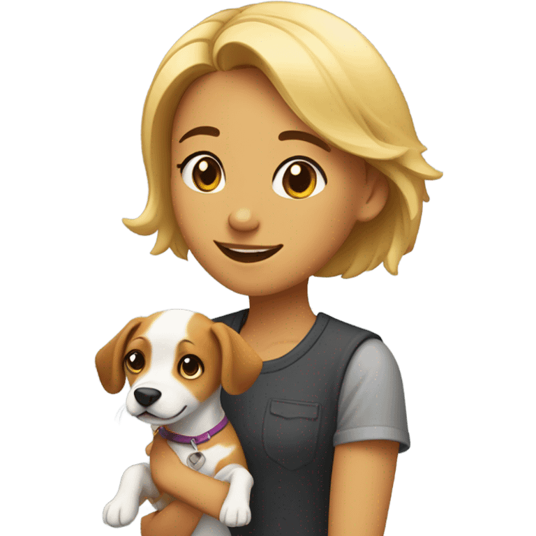 Lesbian girl with dog emoji