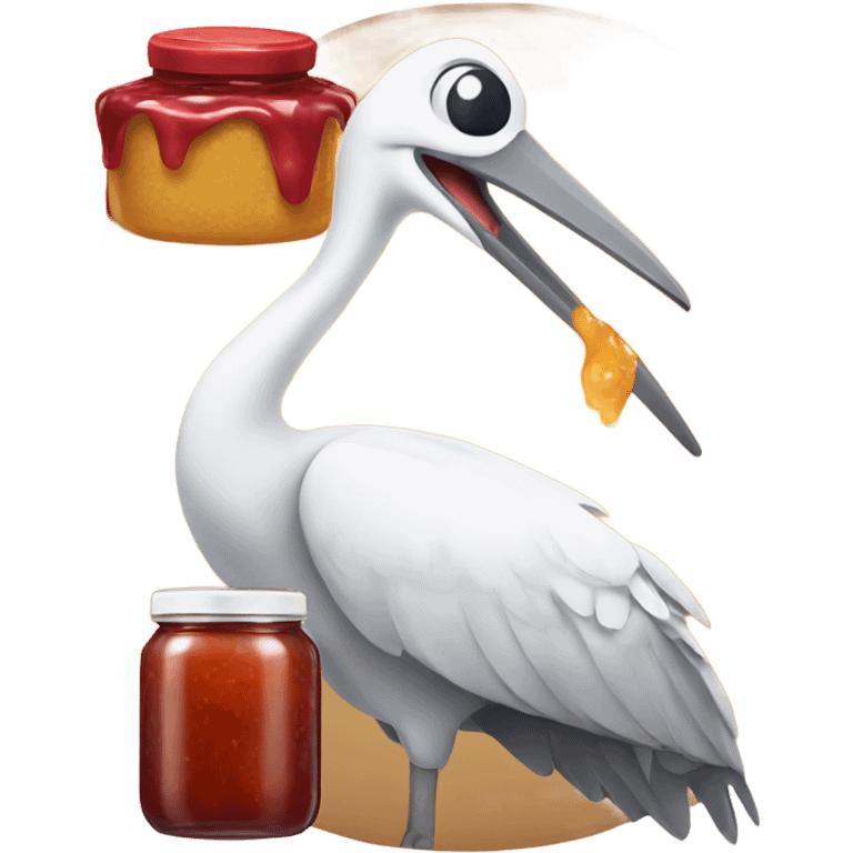 A stork with a jar of jam emoji