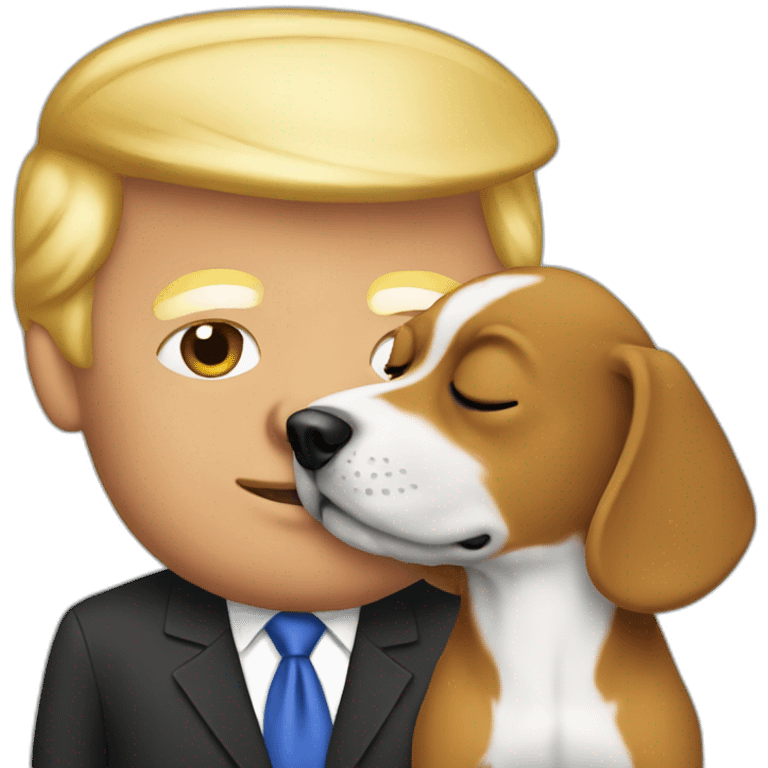 trump kissing a dog emoji