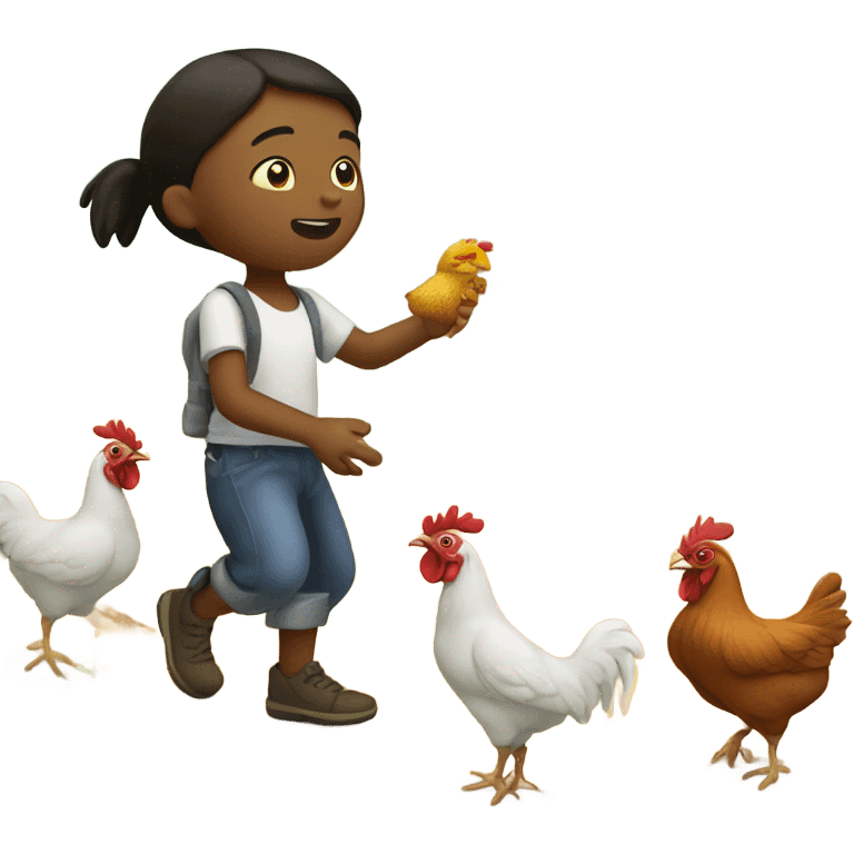 child freeing chickens from captivity  emoji