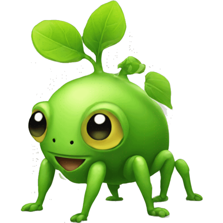 A tiny green creature with a plant bulb on its back emoji