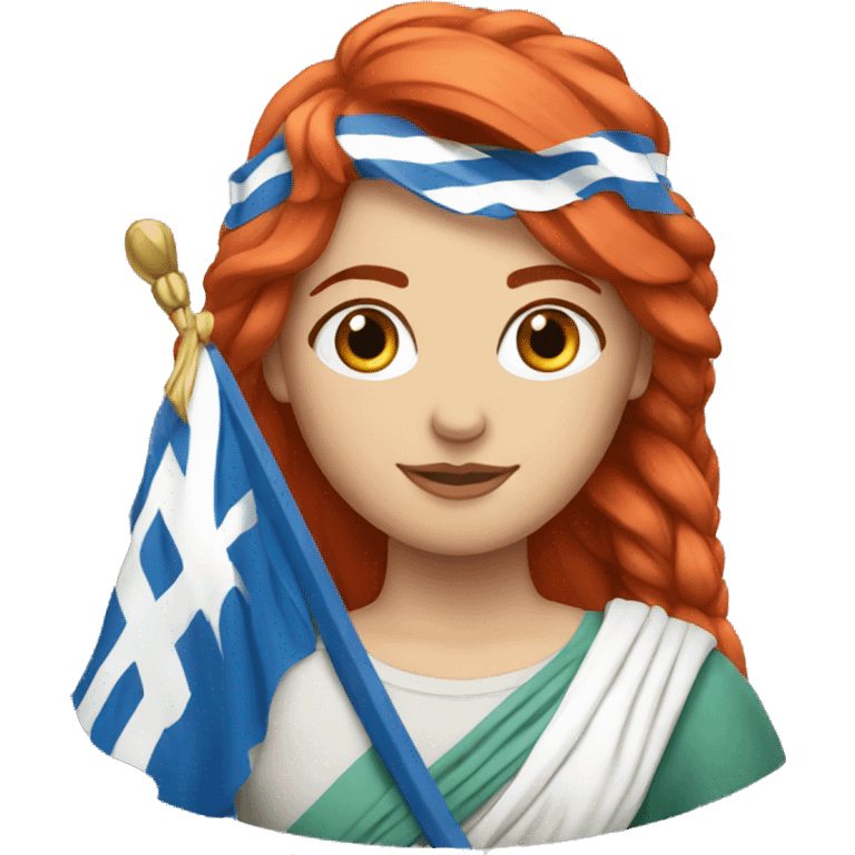 a red hair female on everest with Greek flag emoji