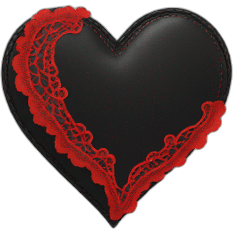 Black leather heart with red lace border emoji