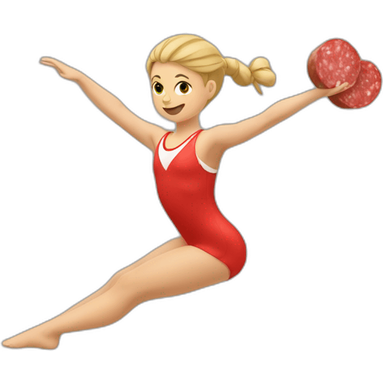 Gymnaste avec des saucisses emoji