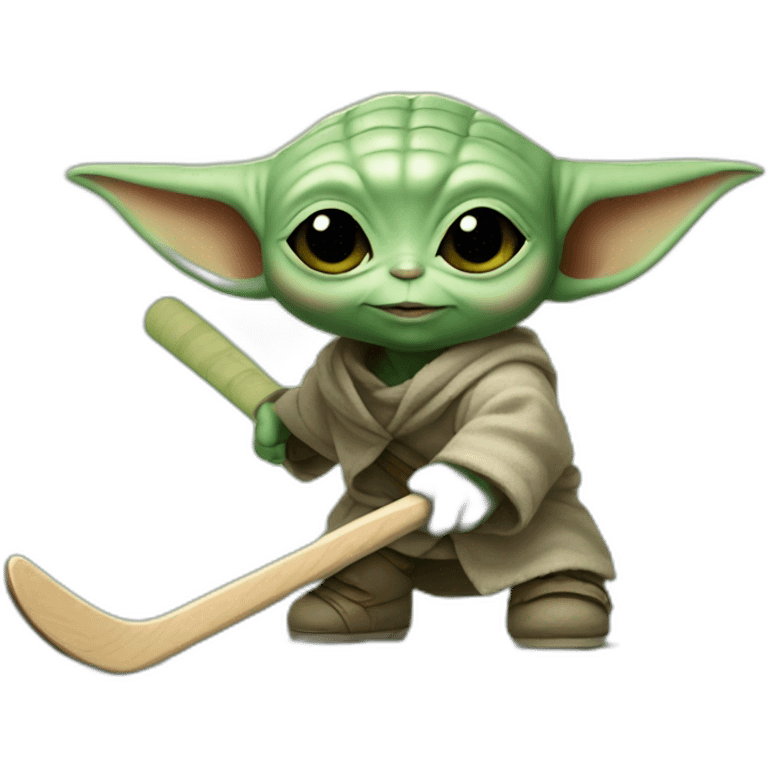 Baby yoda playing hockey emoji