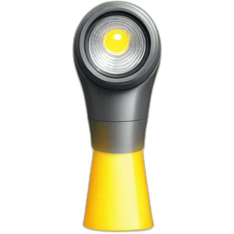 flashlight turned on with a yellow cone of light emoji