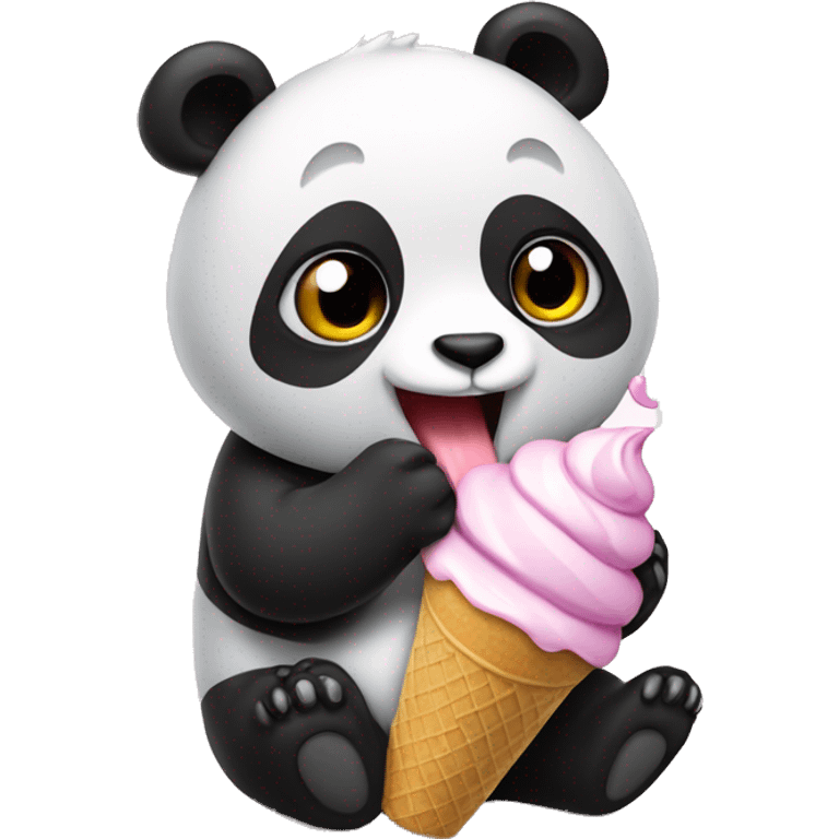 Panda eating ice cream emoji