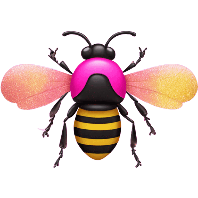 Hot pink bumble bee with glitter emoji