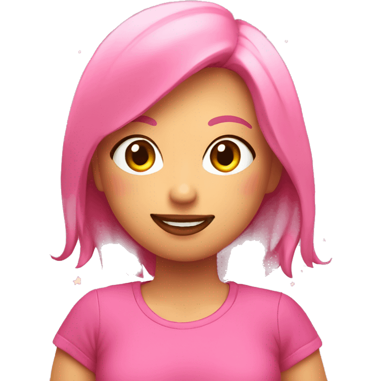 Chica dibujando con remera rosa y estrellas emoji