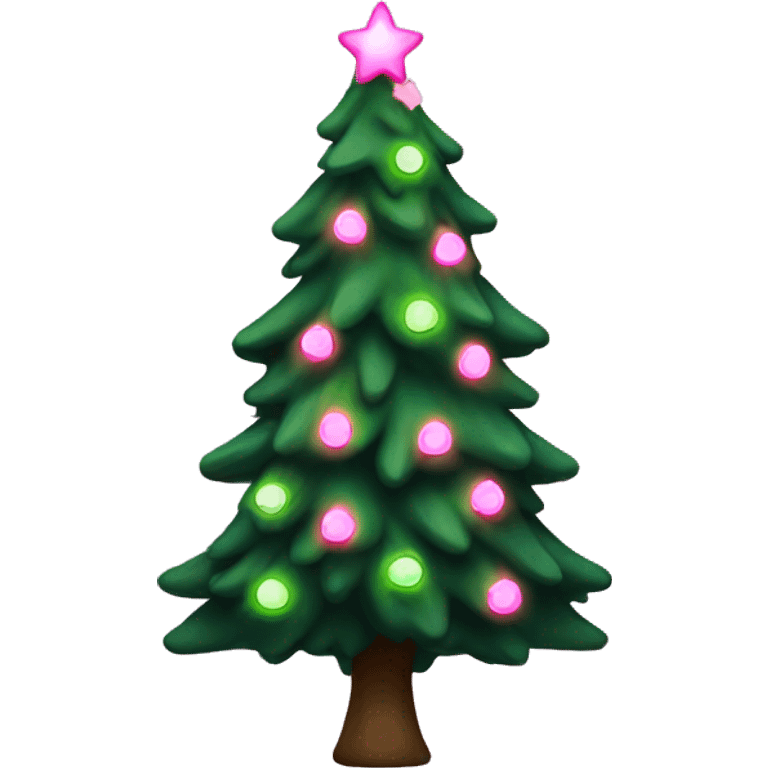 Green New year tree with pink lights emoji