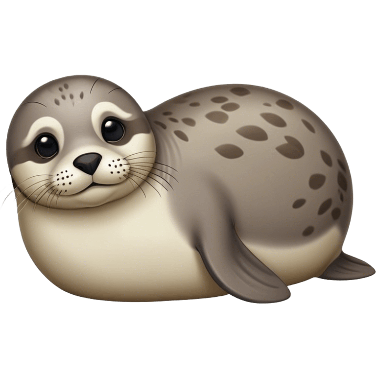 Cute, Disney-style harbor seal laying down emoji